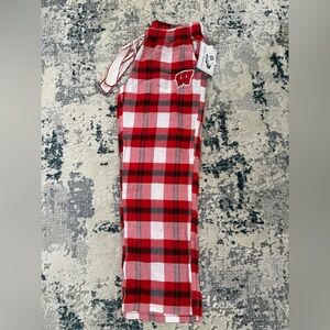 Wisconsin Plaid Women's Badgers Pajama Pants - Red and White